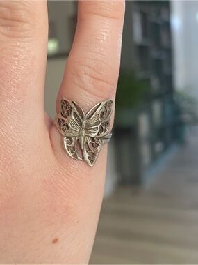 Sterling Silver Filigree Butterfly Statement Ring - Women's Jewelry